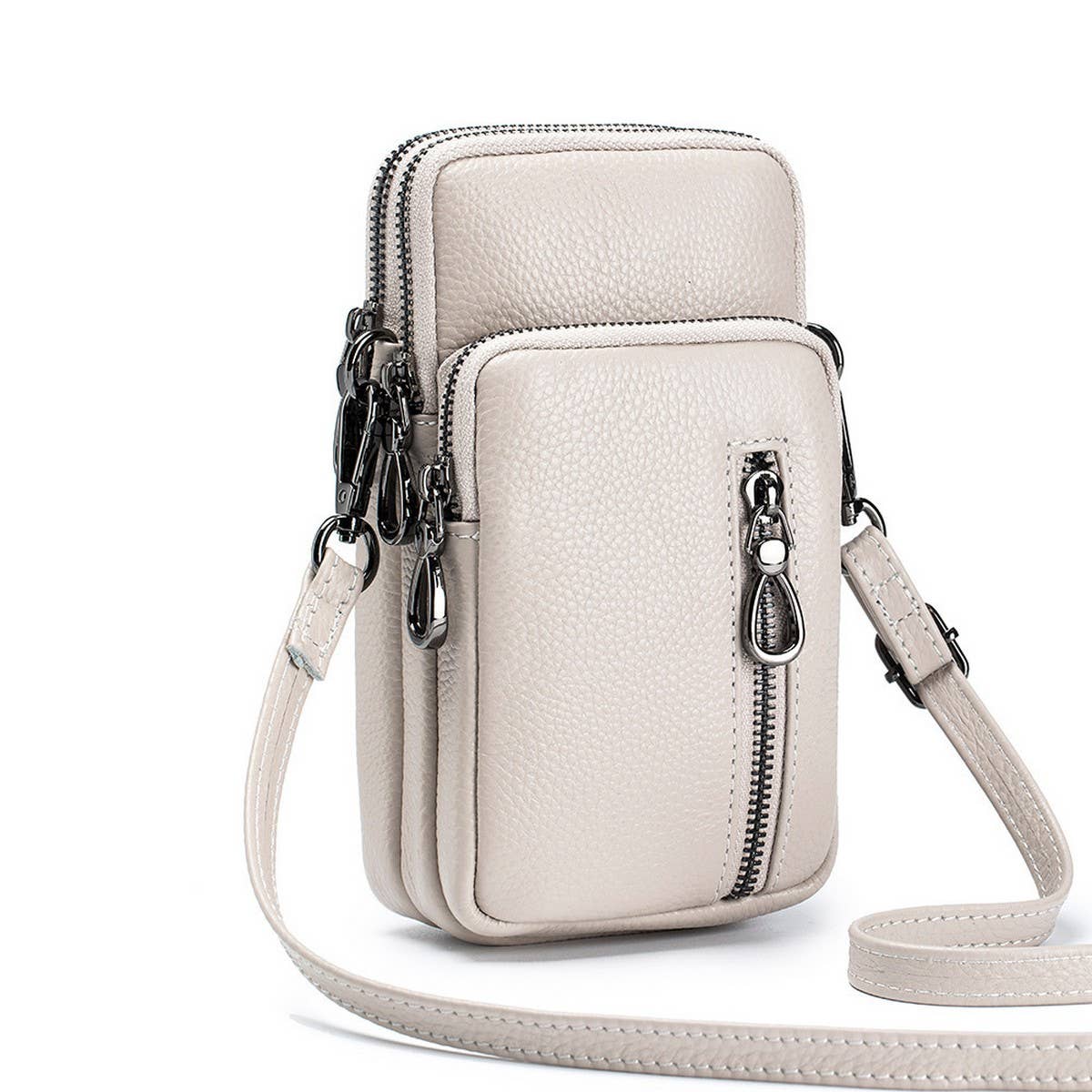 Stylish Leather Multi-Zip Handbag_CUAB00371