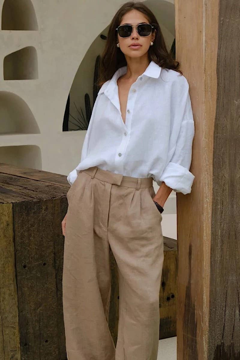 CWBLP00917_LONG-SLEEVED CASUAL LOOSE RUFFLED SHIRT