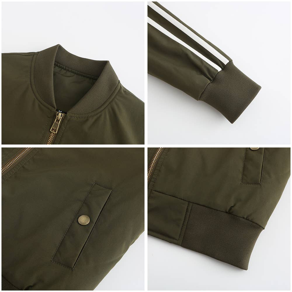 SOLID STRIPED JET JACKET WITH COTTON TRIM