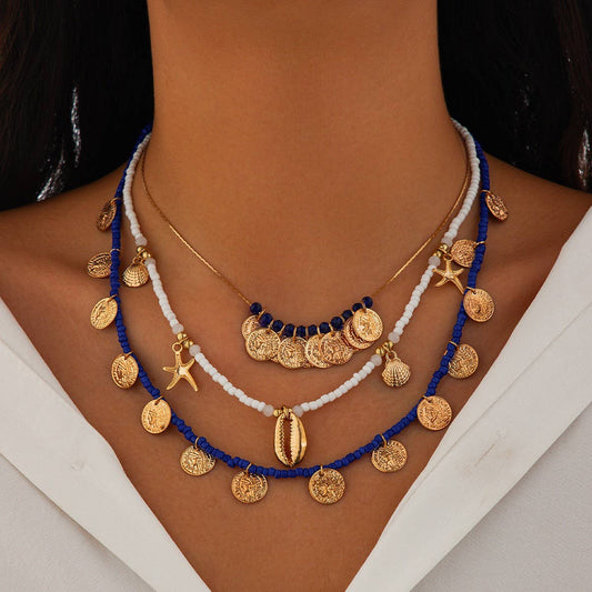 NEW FASHION ALLOY STARFISH CLAVICLE NECKLACE