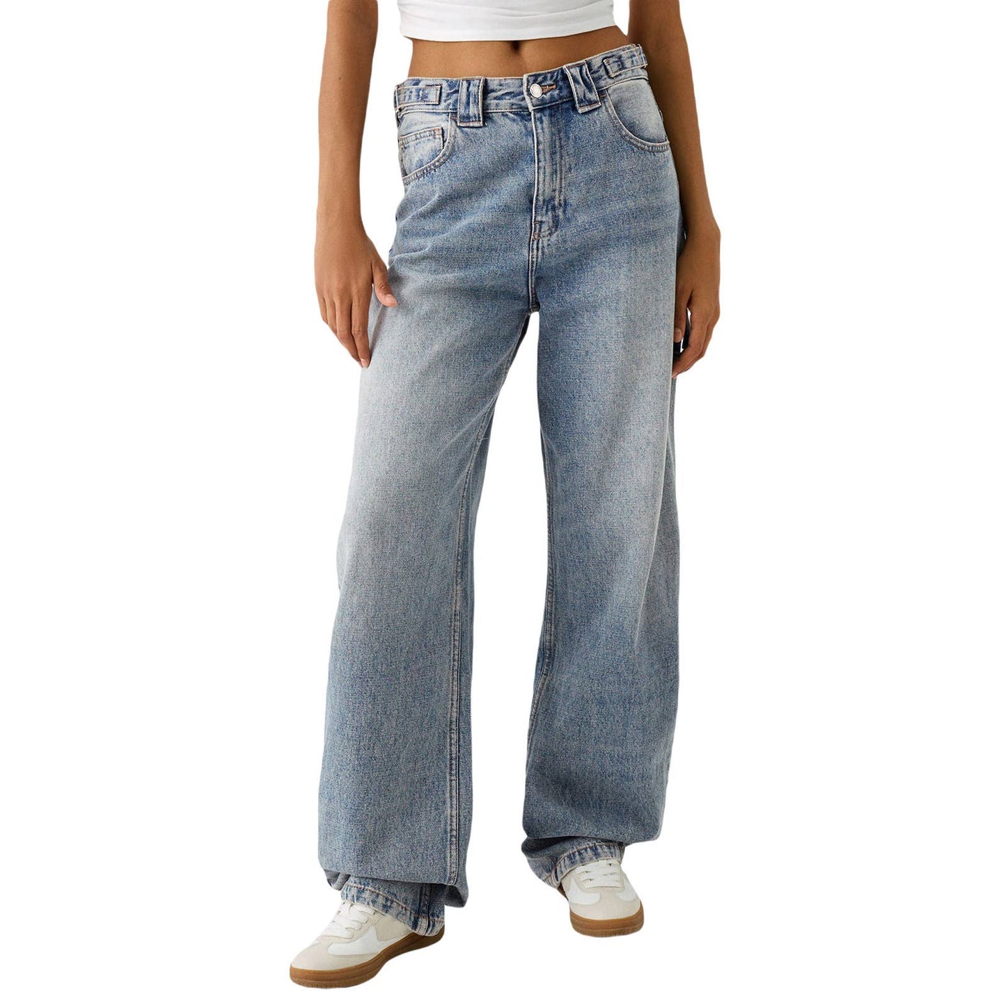 HEAVY WASH LOOSE STREET HIGH WAIST WIDE LEG JEANS
