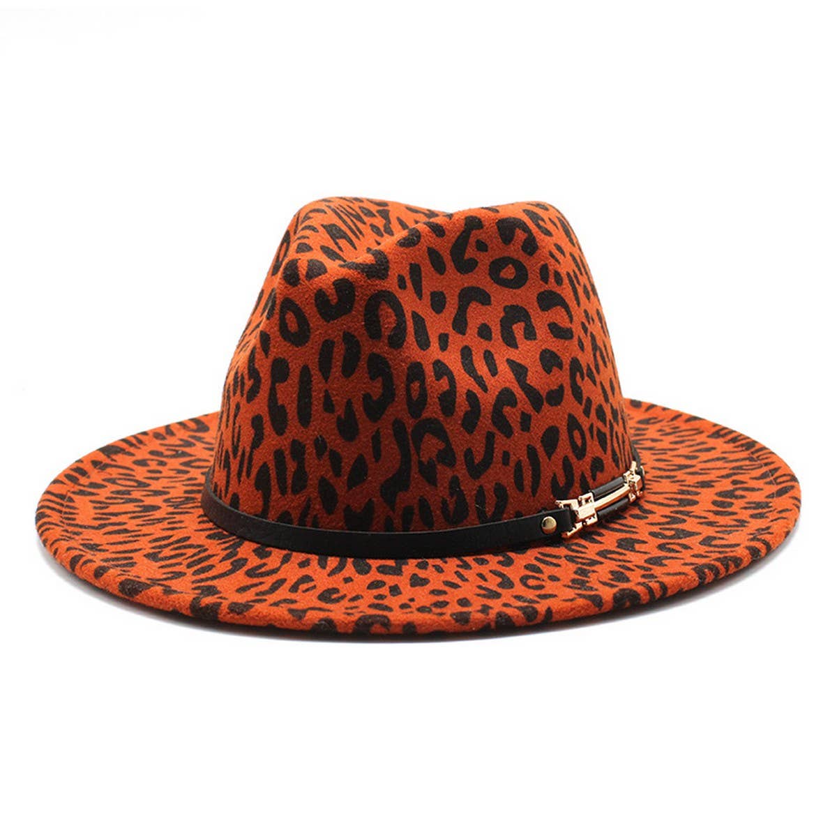 WOOLEN LEOPARD PRINT JAZZ HAT WIDE BRIM FELT HAT_CWAH2606