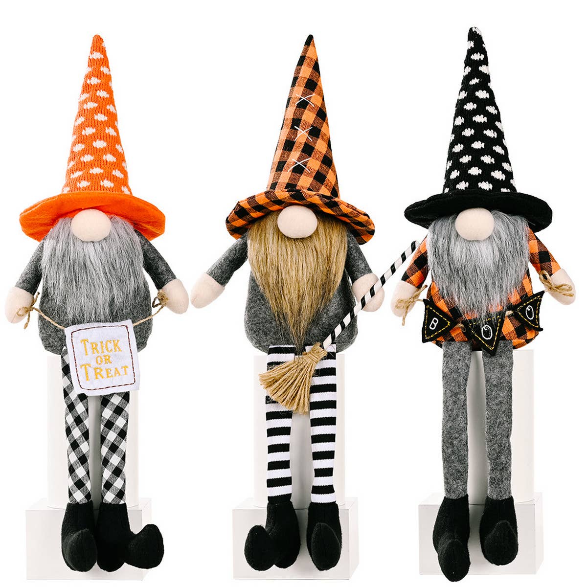 HALLOWEEN HANGING LEG DOLL ORANGE HAT ORNAMENTS