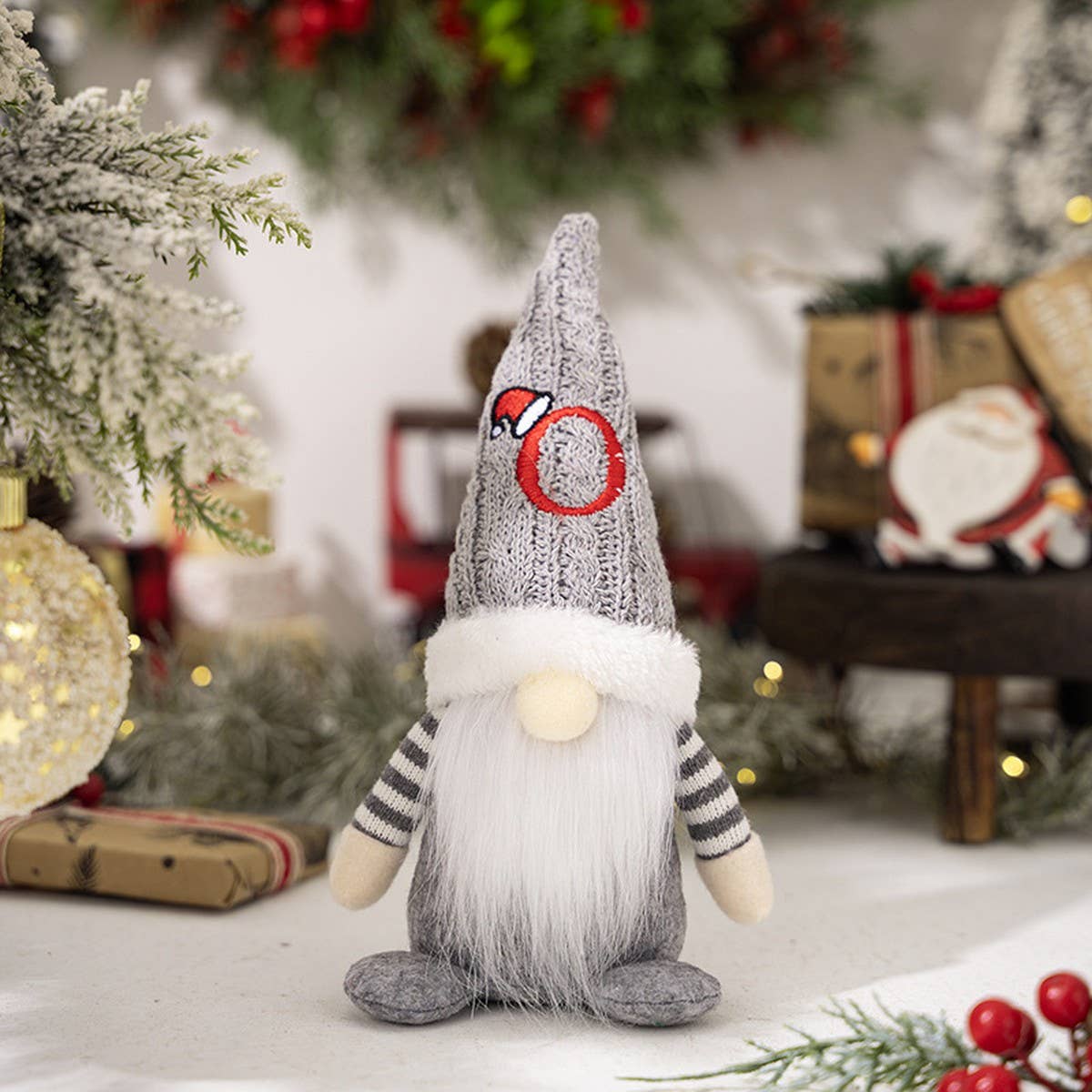 CWMM10338_CHRISTMAS KNITTED HAT GNOME RUDOLPH ORNAMENT