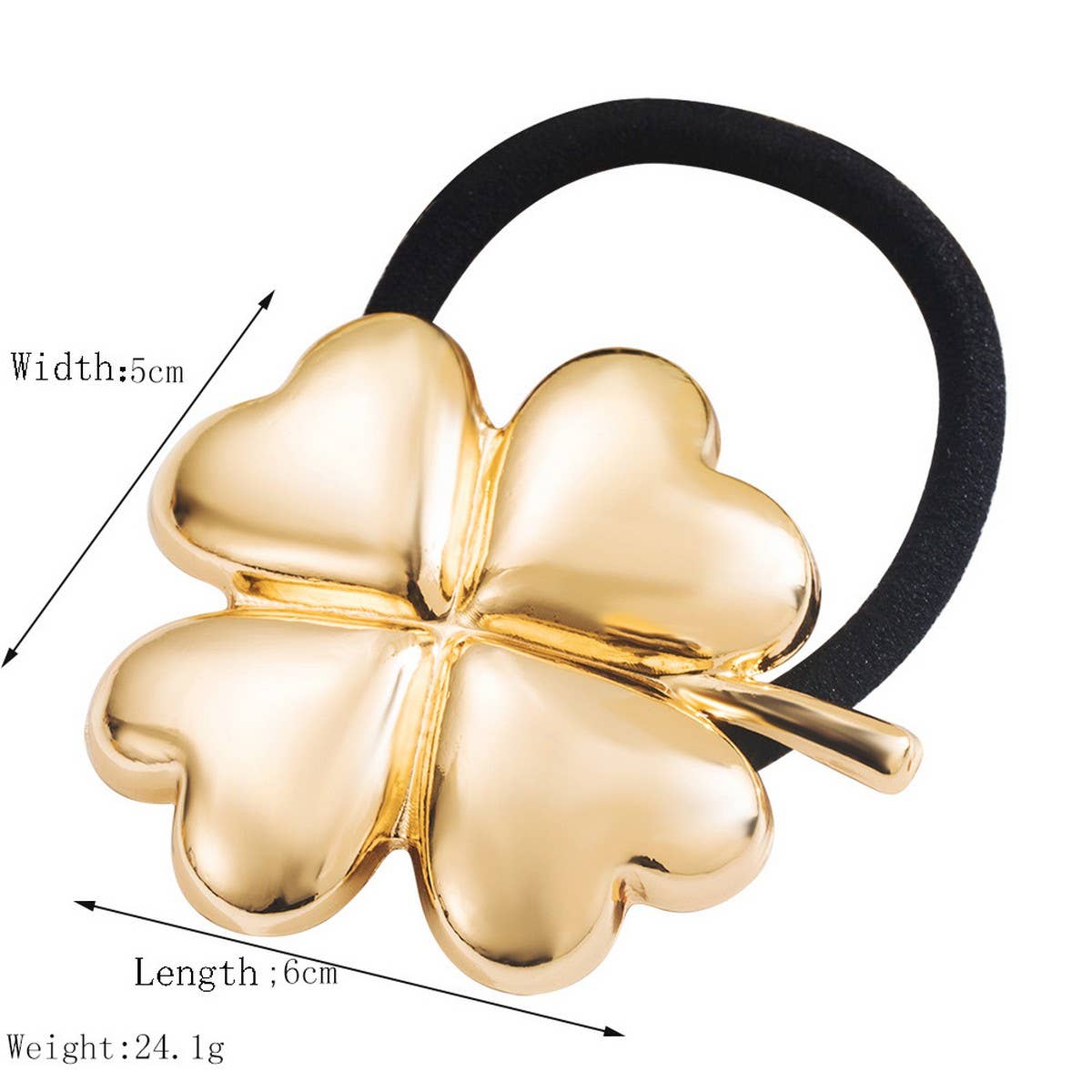 Lucky Clover Metallic Elastic Hair Tie
