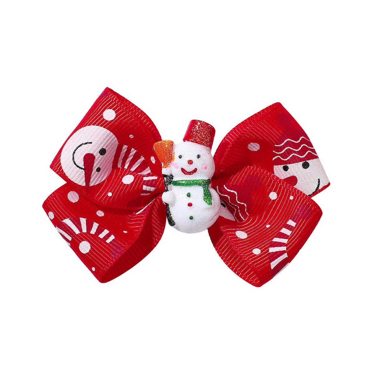 CHILDREN'S SANTA CLAUS PRINTED BOW HAIRPIN