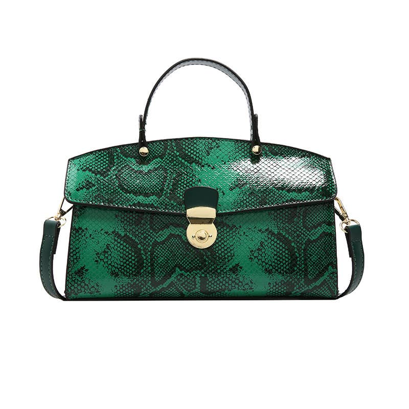 Large-capacity snake-patterned hand-held tote bag