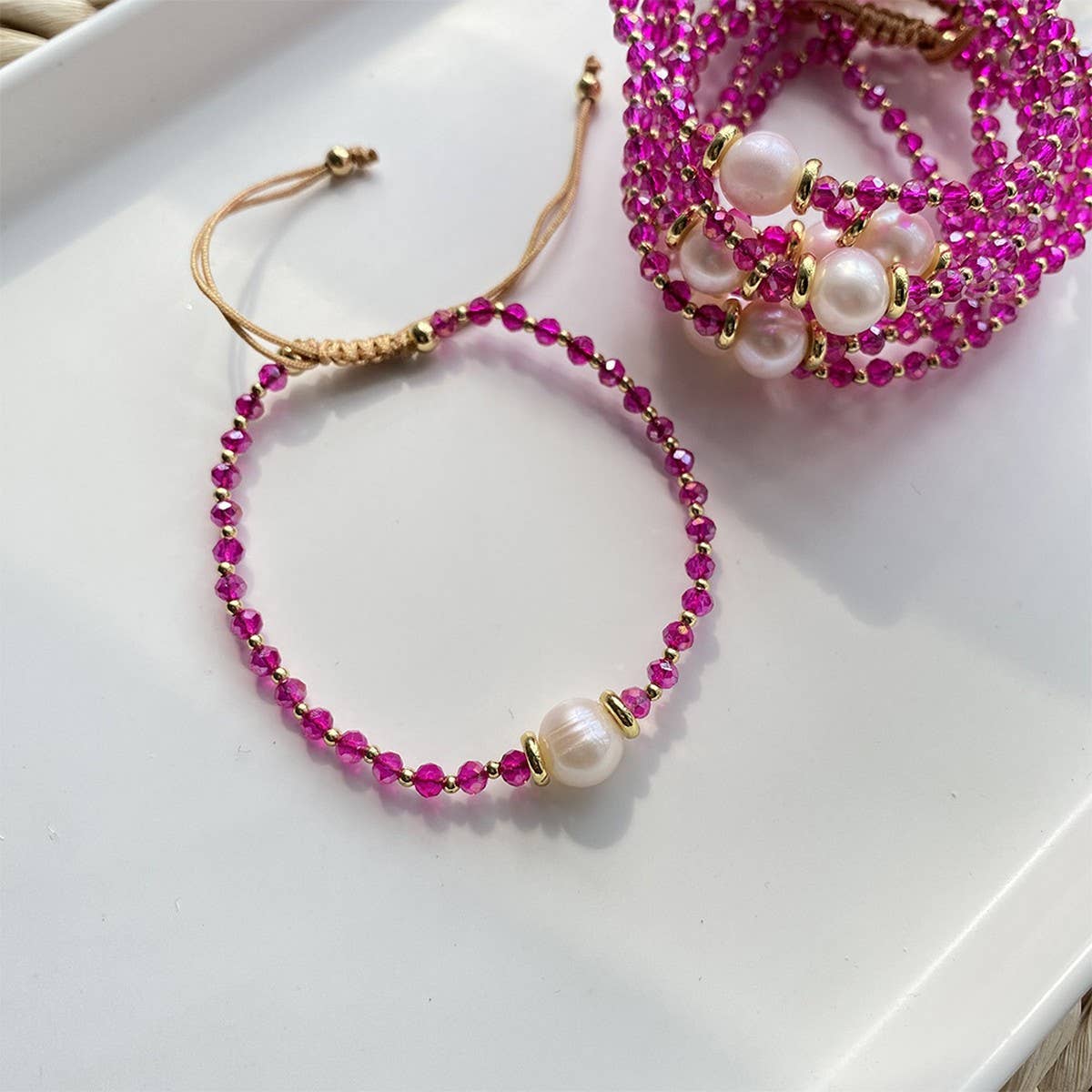 CWAJE4565_FASHION NEW NATURAL PEARL CRYSTAL BRACELET