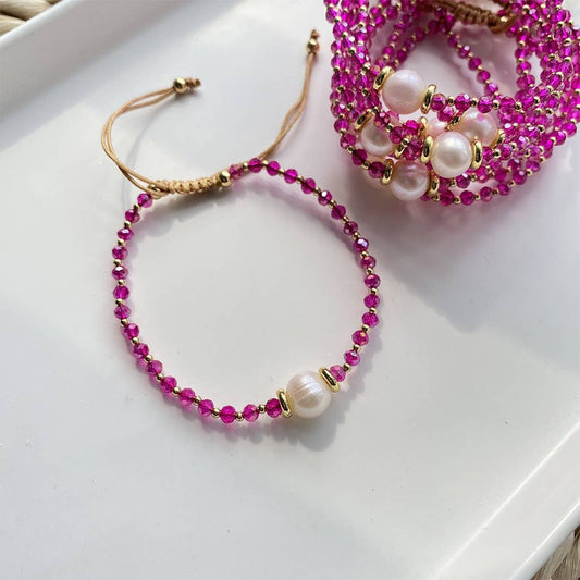 CWAJE4565_FASHION NEW NATURAL PEARL CRYSTAL BRACELET