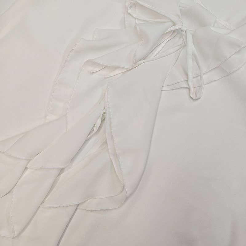 Stylish lace-up design shirt with ruffled edge