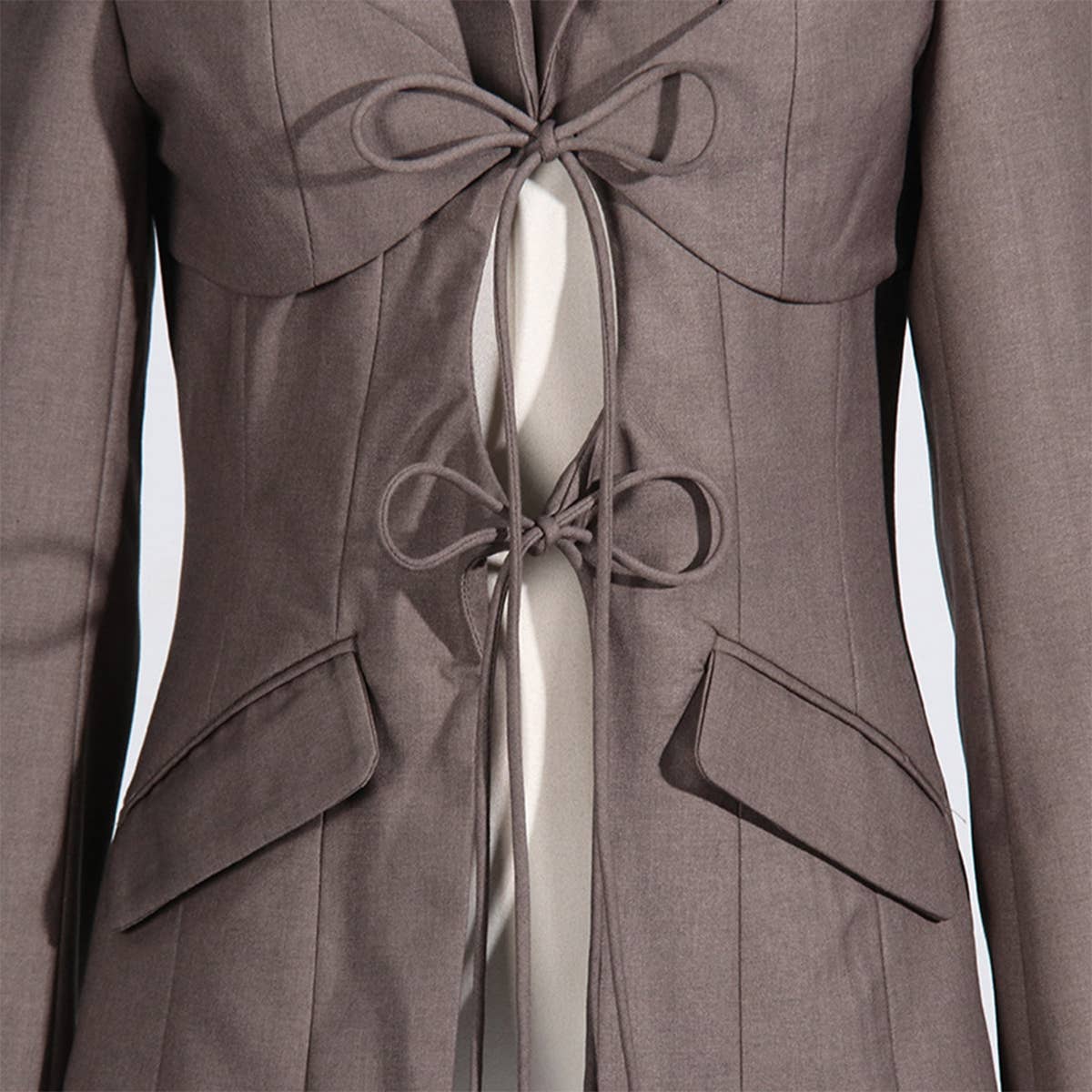 Sexy V-Neck Lace-Up Waist Blazer with Asymmetry