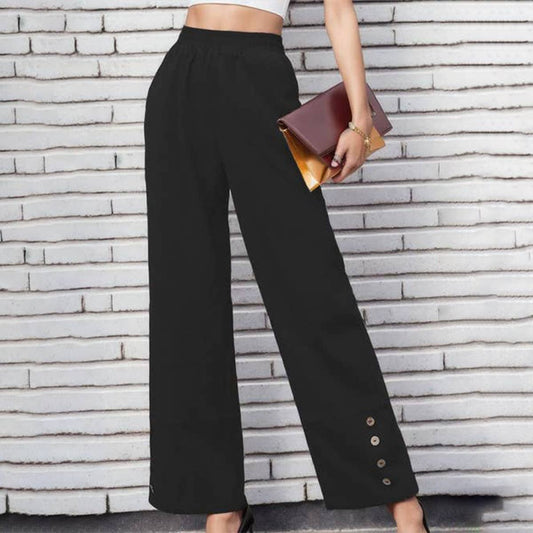 SOLID COLOR CASUAL STRAIGHT LEG PANTS