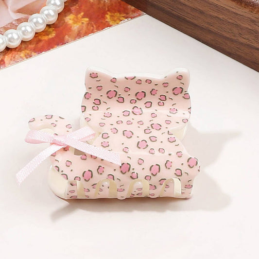 Floral Butterfly Hair Claw - Cream Print Clip