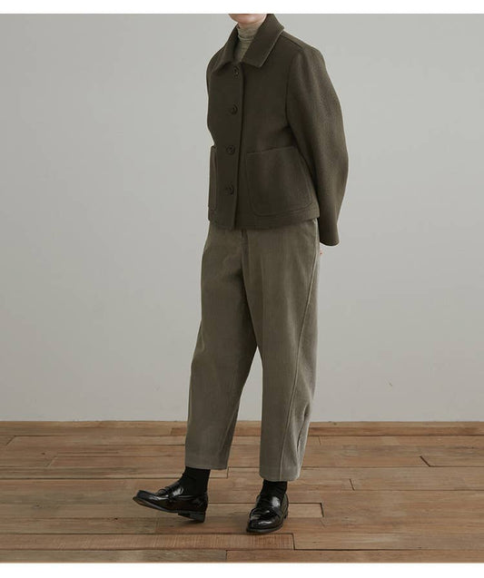 LOOSE COMFORTABLE HIGH-WAISTED CORDUROY PANTS