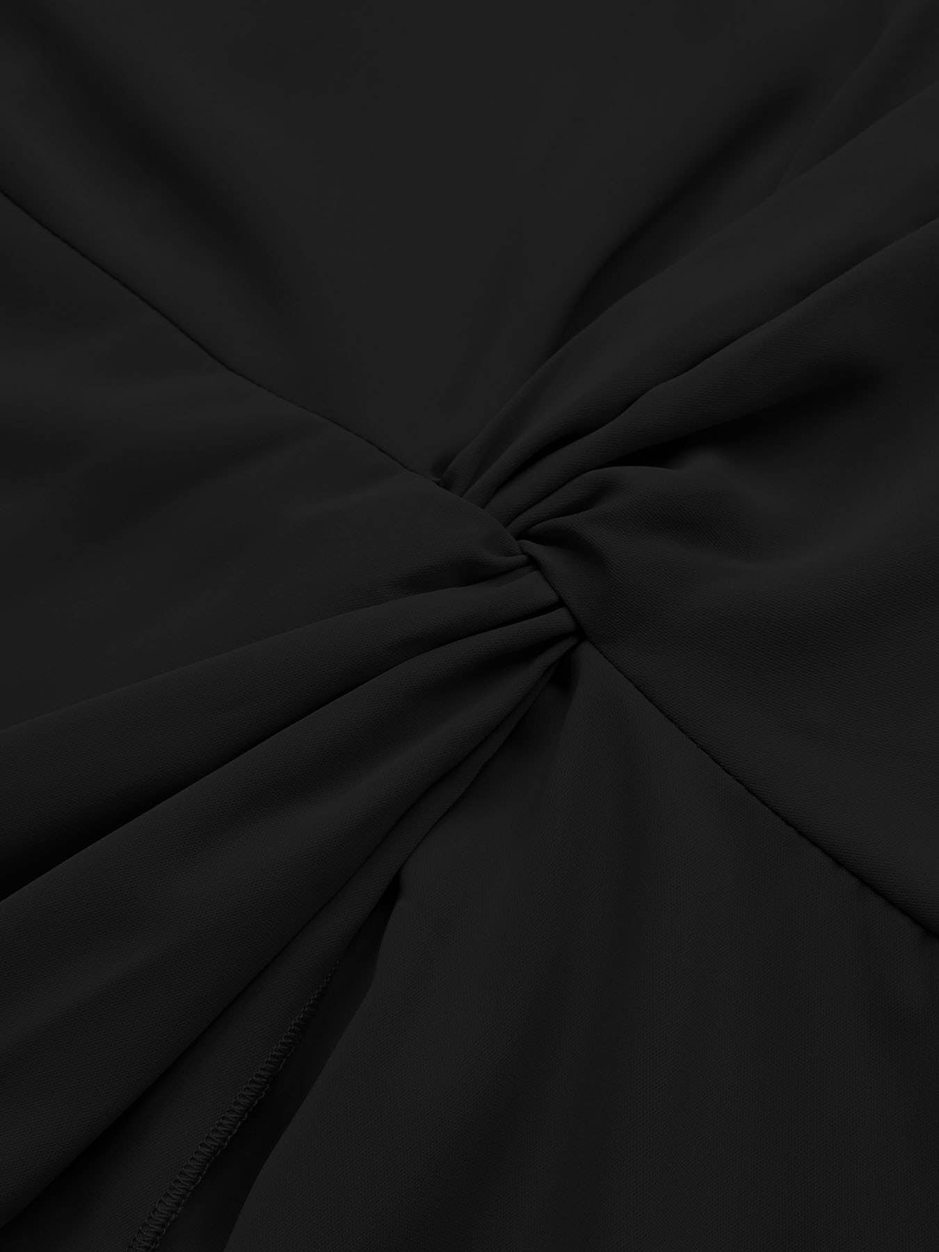 Solid color irregular waist slit mid-length dress