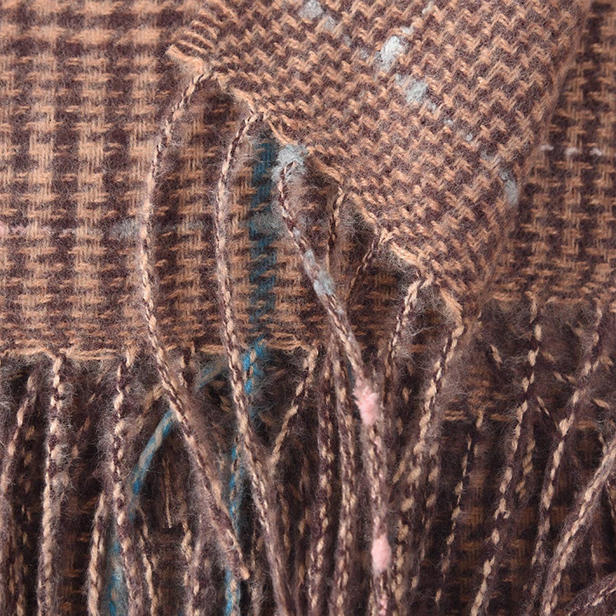 WOMEN COLOR MATCHING PLAID TASSEL WARM SCARF