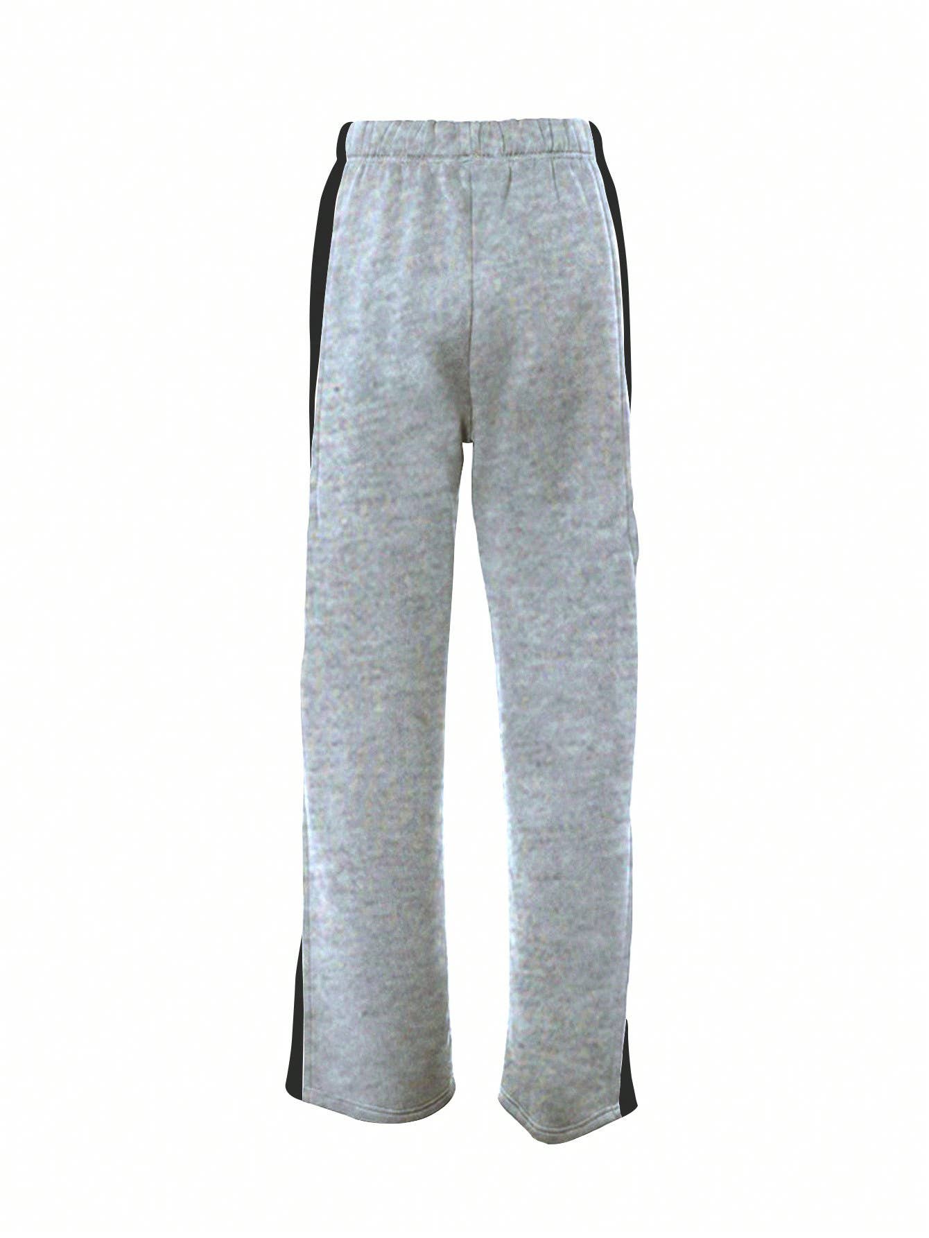 ELASTIC-WAISTED COLOR-MATCHED WIDE-LEG PANTS