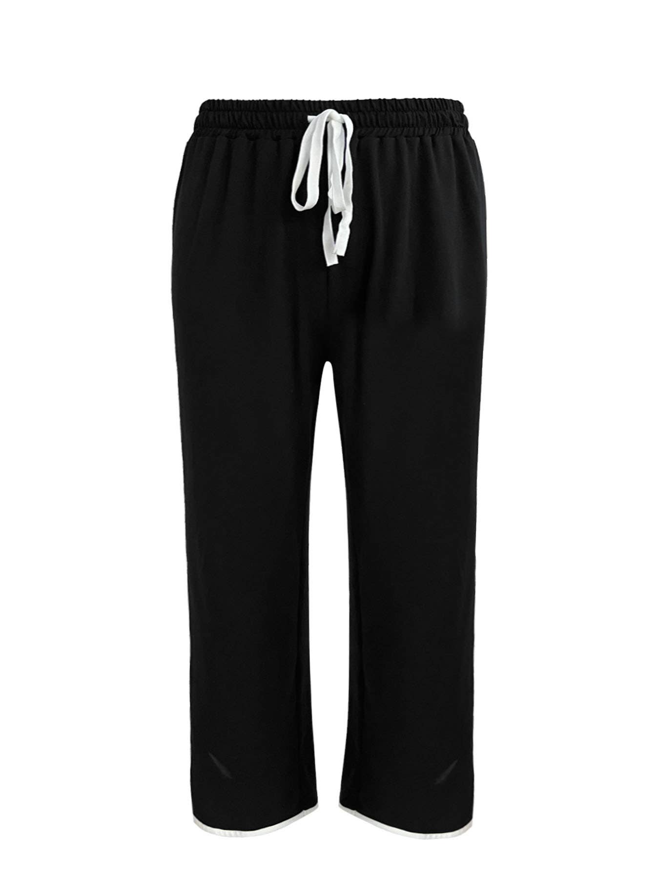 V-neck loose casual drawstring long pants set