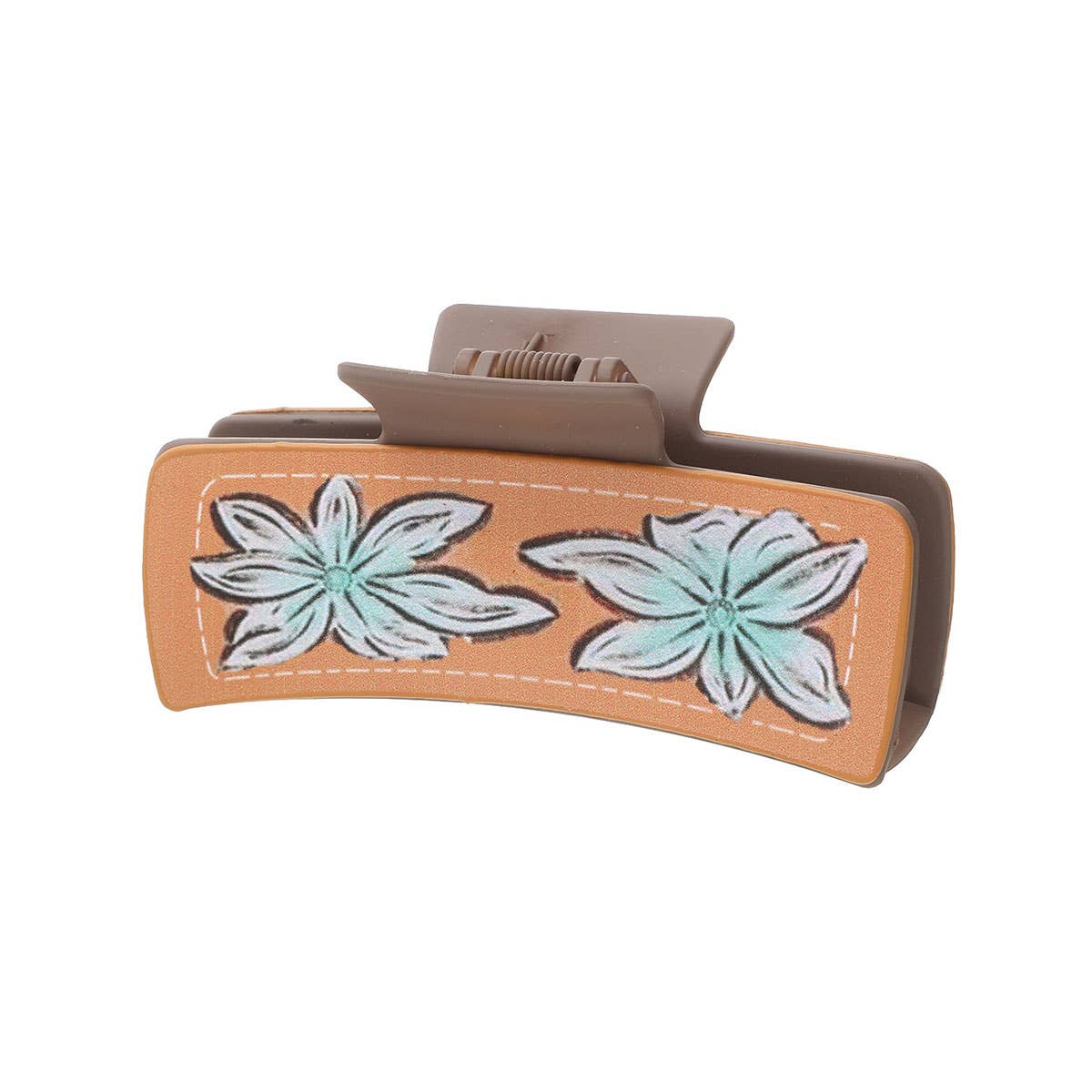 Western Cactus Feather Floral Print Hair Claw