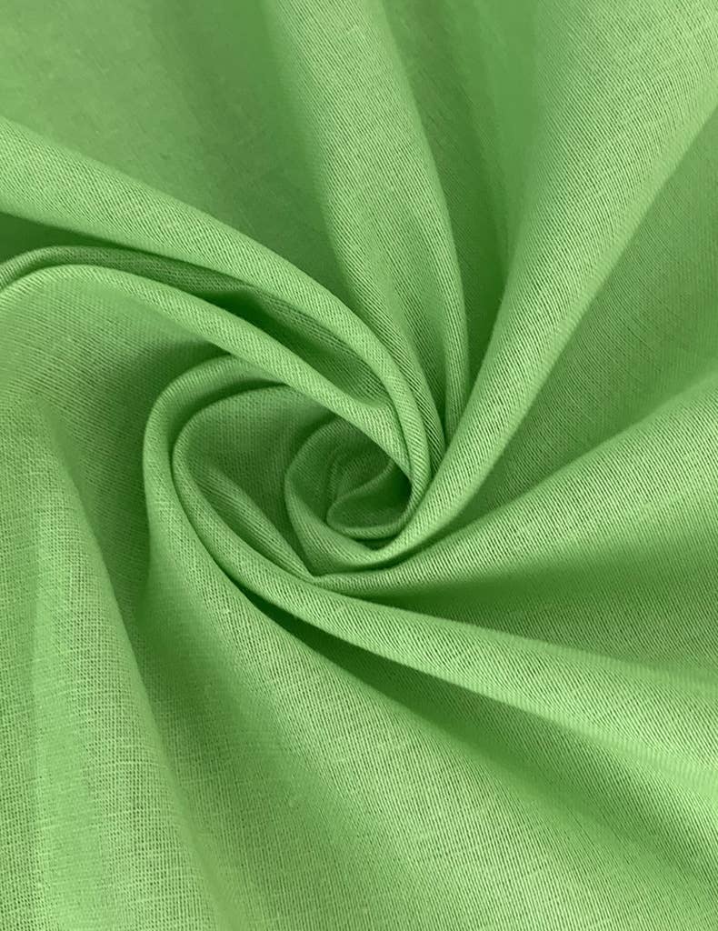 V-NECK PUFFED SLEEVE COTTON LINEN DRESS