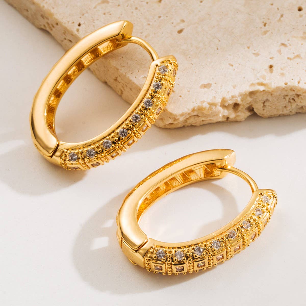 Elegant Hoop Earrings Gold-Plated Fall Style