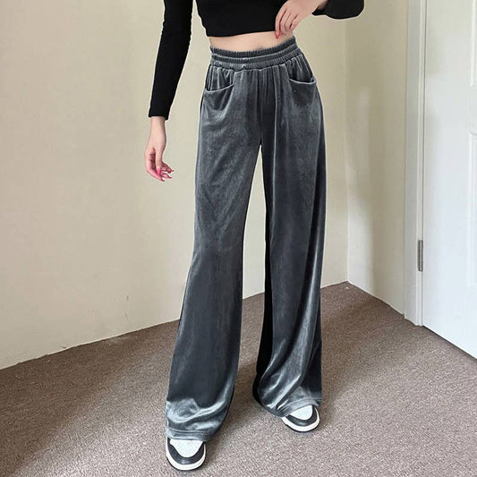 SUEDE WAIST WAIST FULL VERTICAL PATCHWORK PANTS