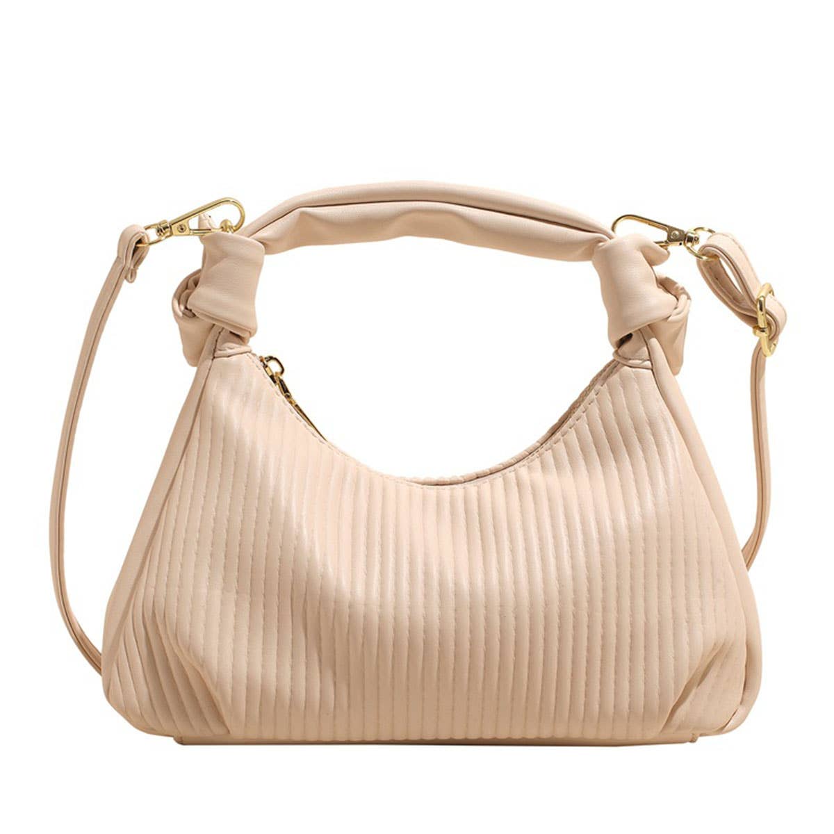 Simple pleated and creased single-shoulder bag