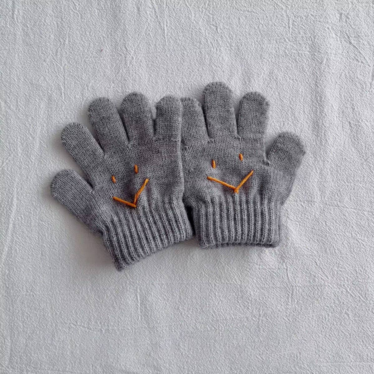 WINTER CUTE SMILEY FACE CHILDREN'S KNITTED GLOVES_CWAG0497
