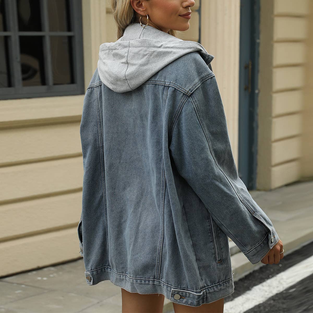 Washed Loose Fit Long Sleeve Denim Jacket