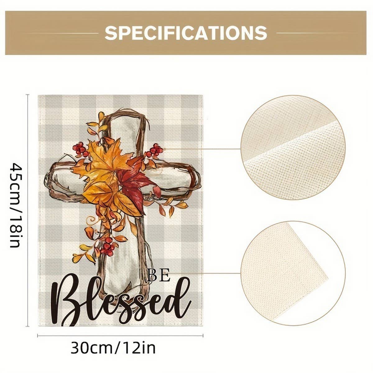 CWMM10261_THANKSGIVING FALL GARDEN FLAG CROSS DECOR