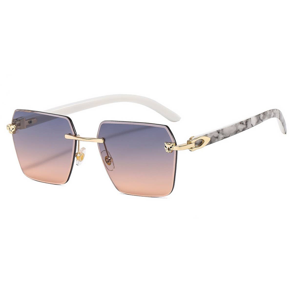 New Polygon Gradient Metal Sunglasses Leopard Head