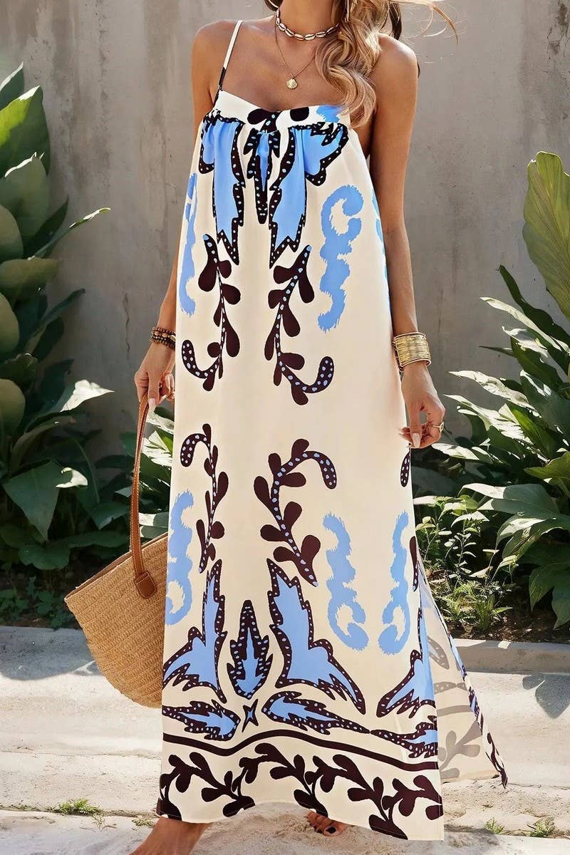 CWDMD3031_LOOSE STRAP PRINTED HOLIDAY MAXI DRESS