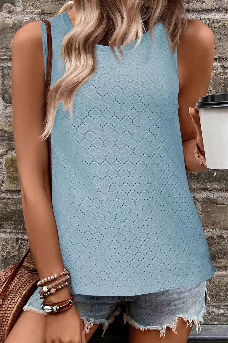 Cwttsl0232_Round Neck Sleeveless Knit Top