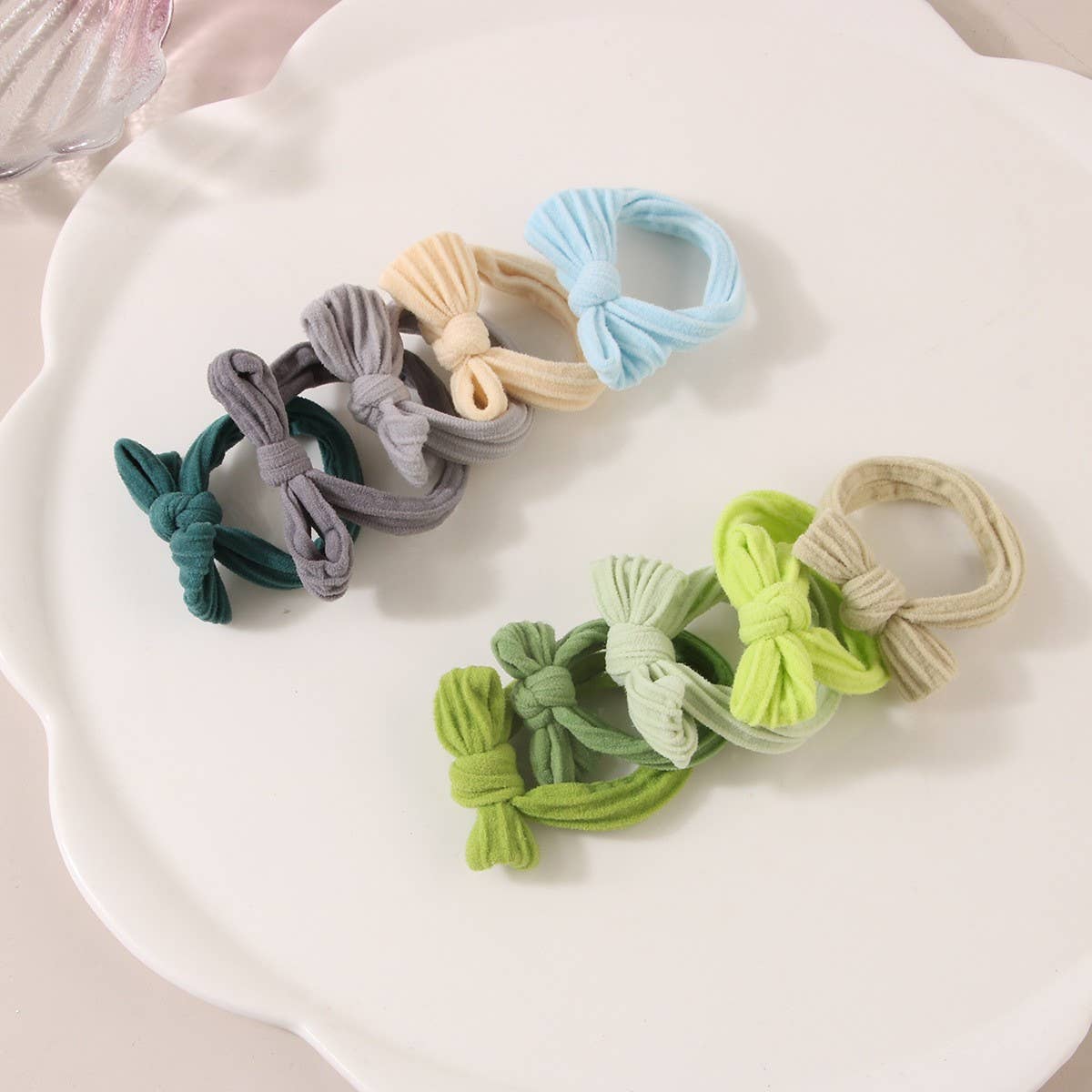 CWAHA1384_BOW HIGH STRETCH HAIR TIE ,5 PACK SET