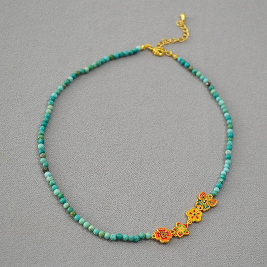 VINTAGE TURQUOISE BEADED COLORFUL NECKLACE