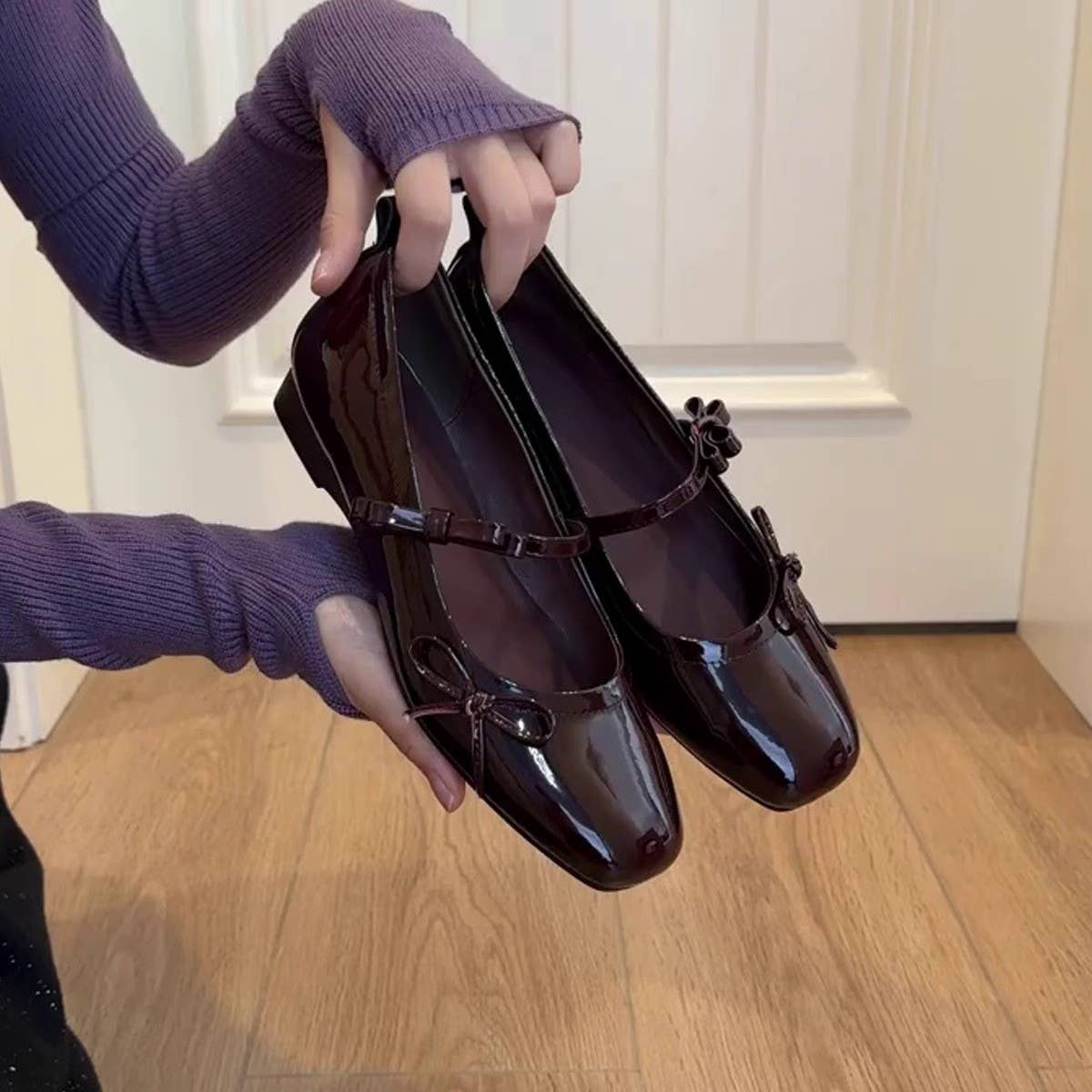 Silver Leather Mary Janes with Bow Strap