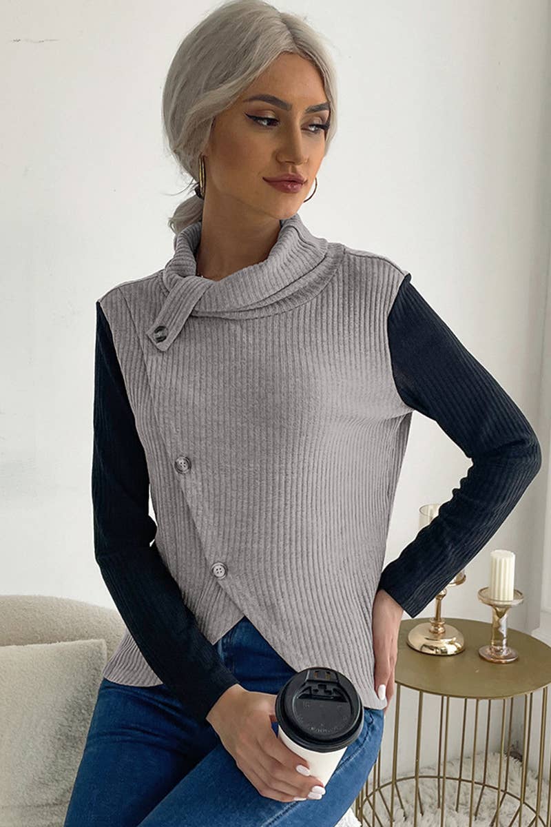 LONG SLEEVE PULLOVER COLOR PATCHWORK KNITWEAR