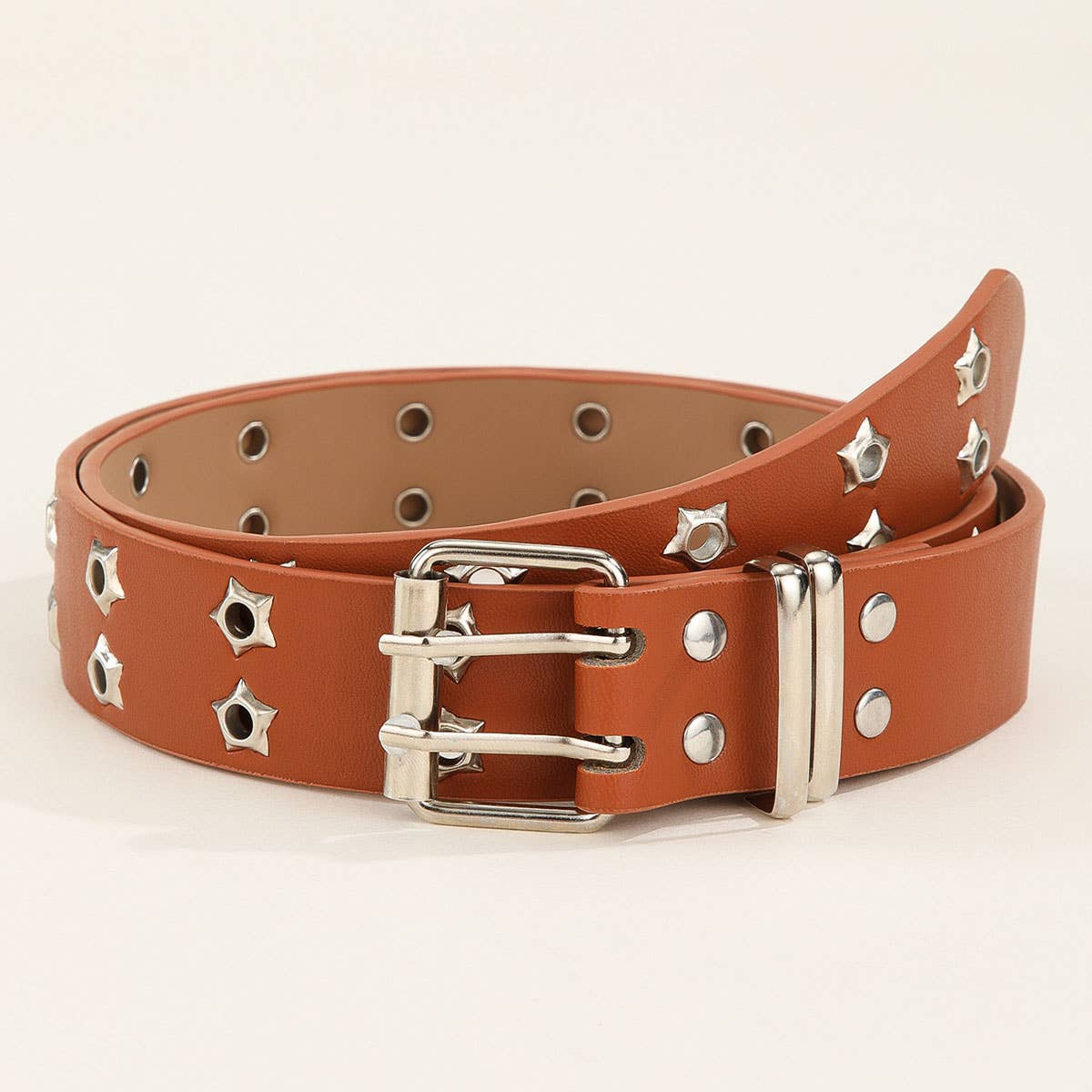 Double-row starry air eye punk style riveted belt