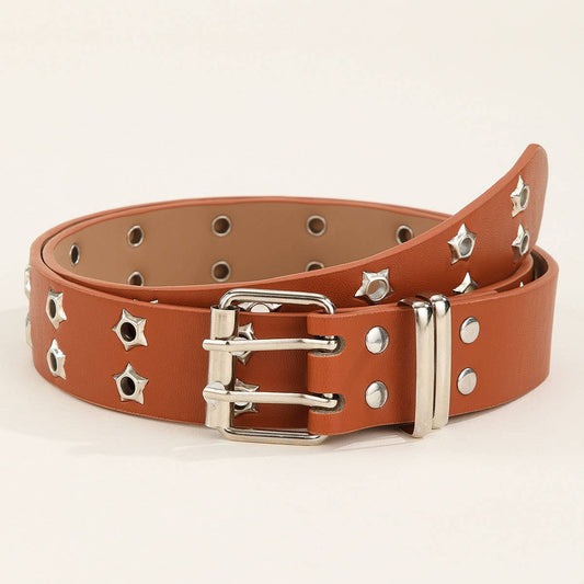 Double-row starry air eye punk style riveted belt