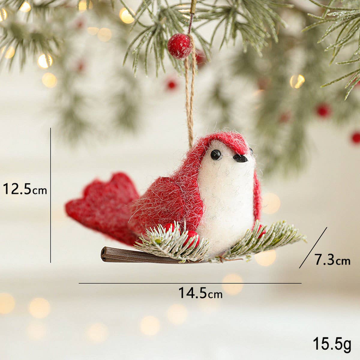 Red Felt Bird Santa Christmas Tree Hanging_CWMM9679