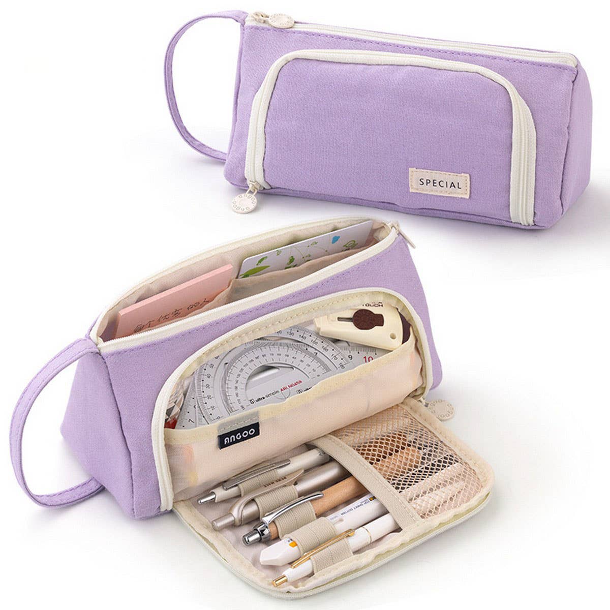 HIGH-VALUE CANVAS WINDOW PENCIL CASE