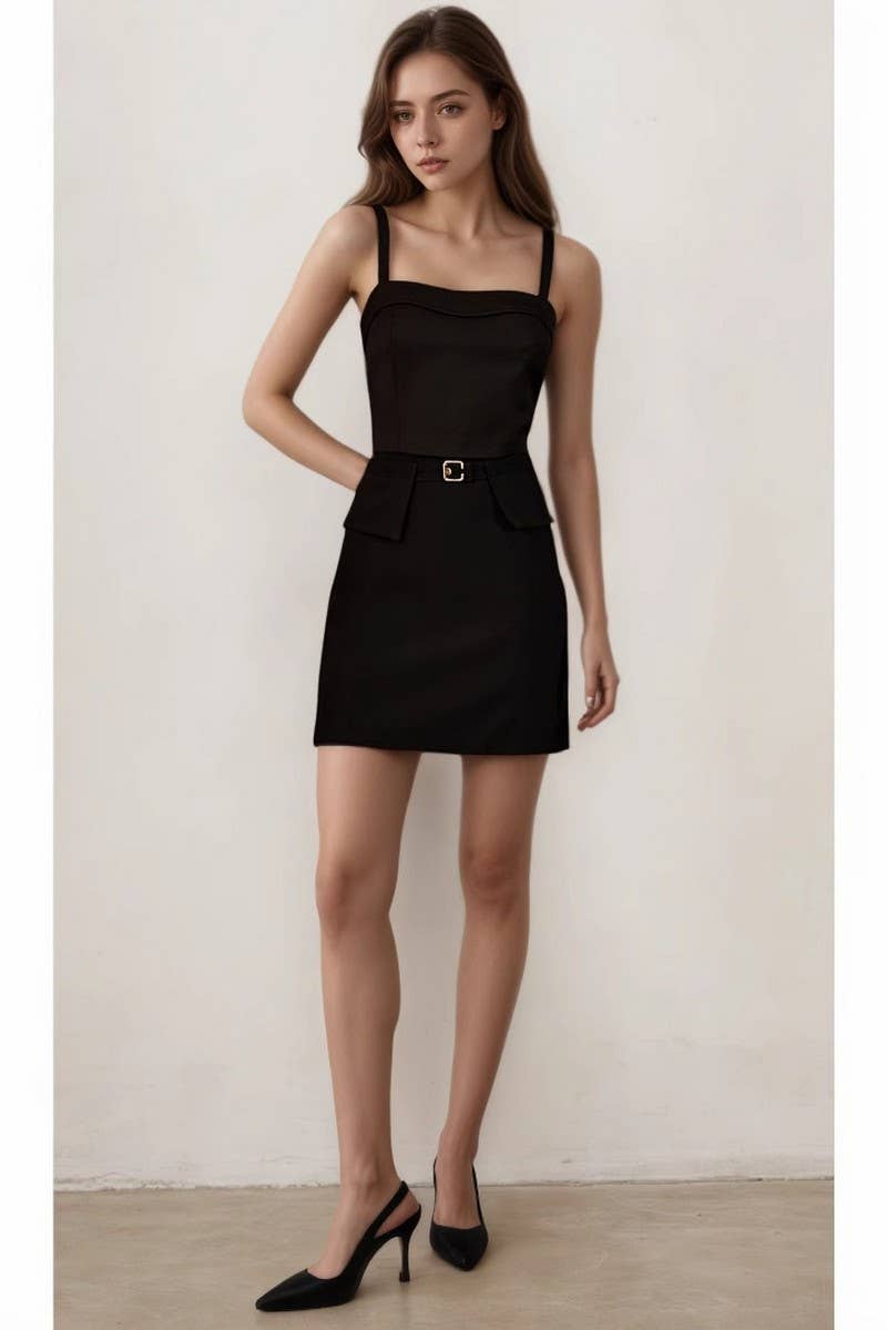 CWBSS0502_HIGH WAIST METAL BUTTON A-LINE MINI SKIRT