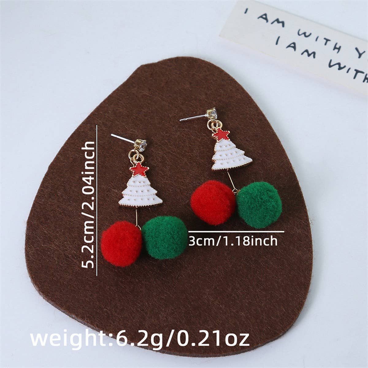 ASYMMETRIC CHRISTMAS TREE ELK TASSEL EARRINGS_CWAJE2403