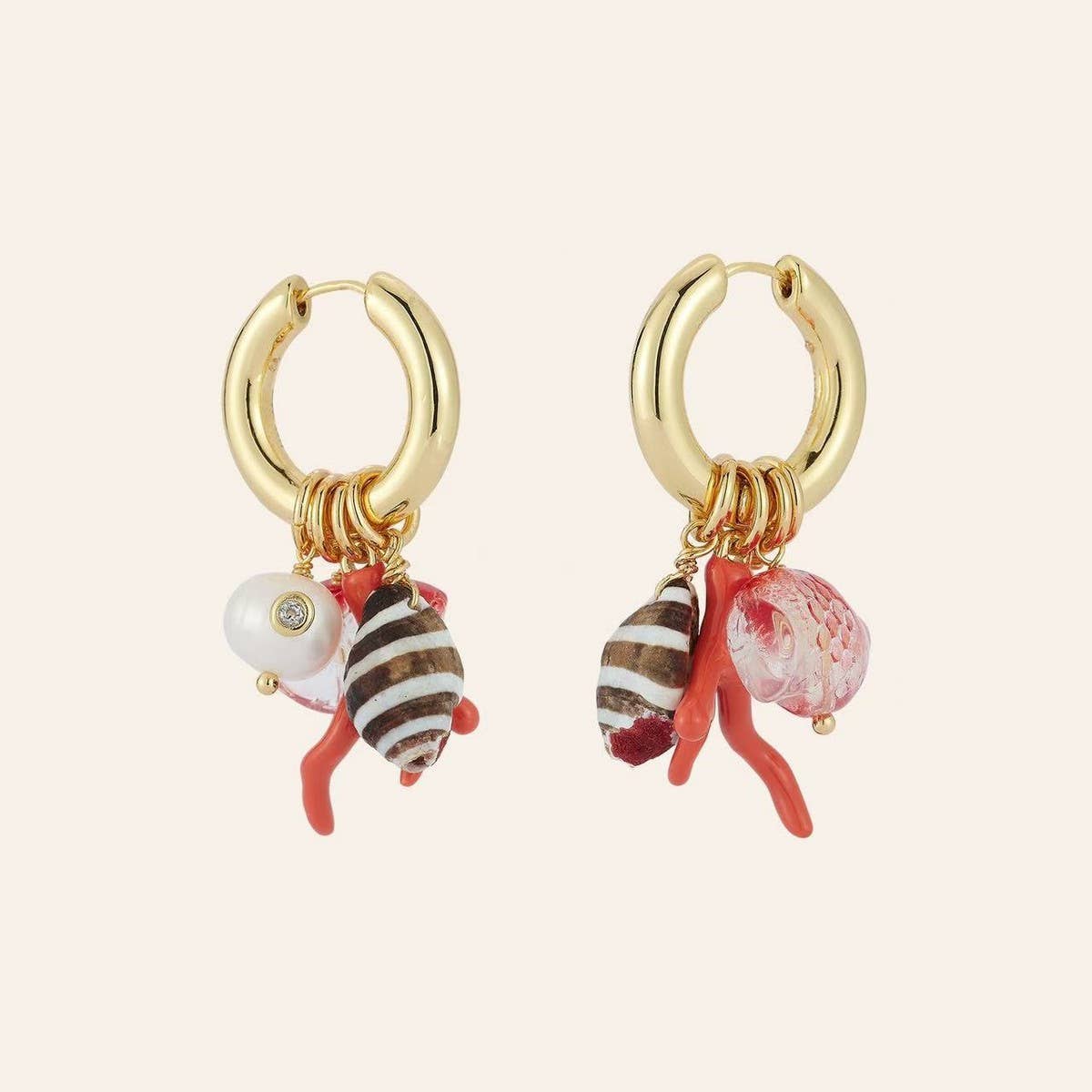Ocean Coral Fish Shell Earrings Stainless Steel_CWAJE4981