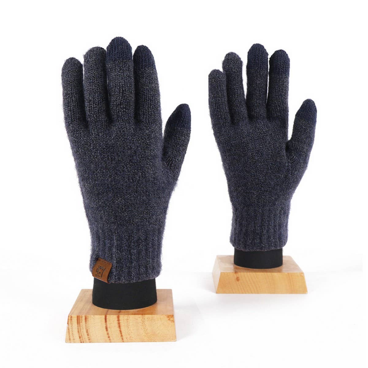 KNITTED FLEECE PLAID TOUCH SCREEN WARM GLOVES_CWAG0371