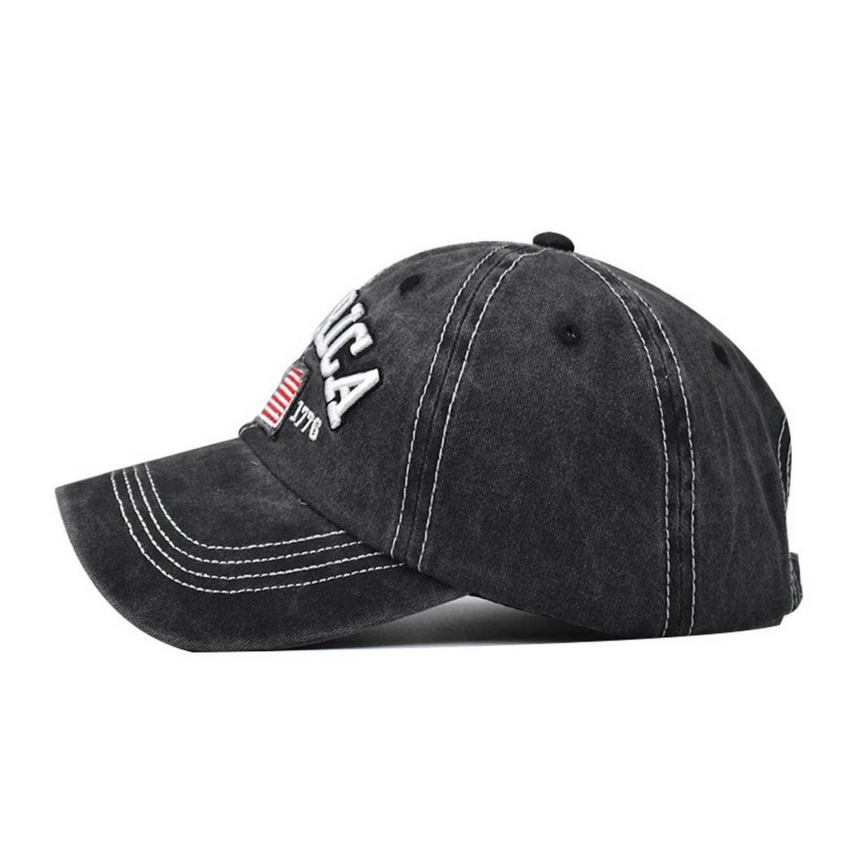 Cotton Washed Flag Embroidered Baseball Cap CWAH1375