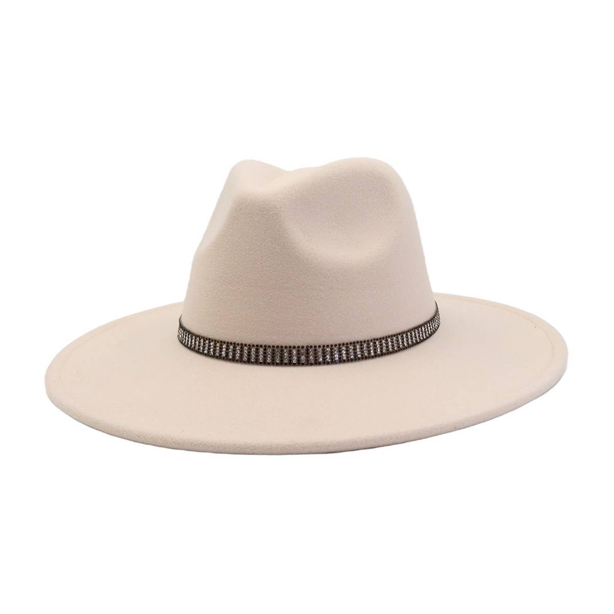 Unisex Wool Fedora Hat Ethnic Flat Brim Style_CWAH04377