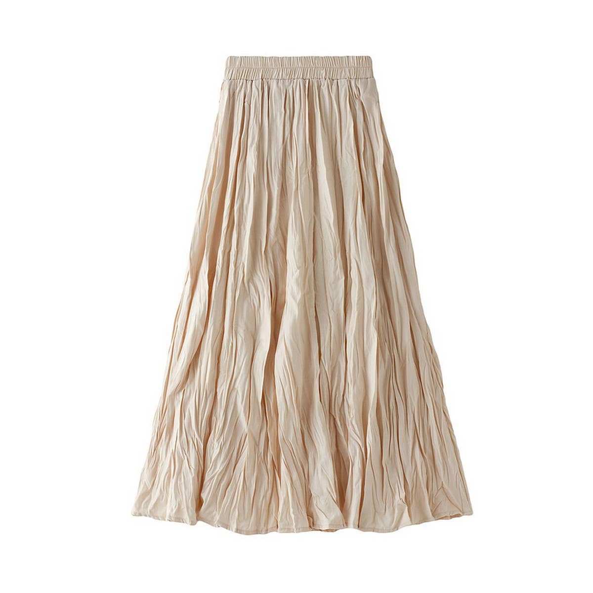 Ruched Pleated A-Line Midi Skirt