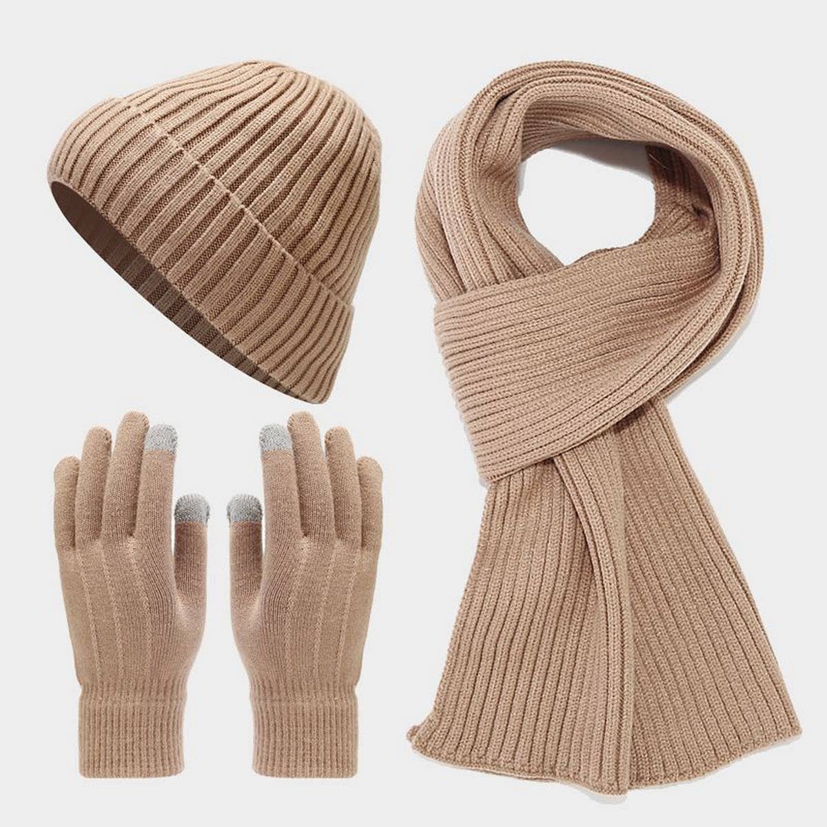 THICK WARM SCARF GLOVES HAT THREE-PIECE SET_CWAH1584