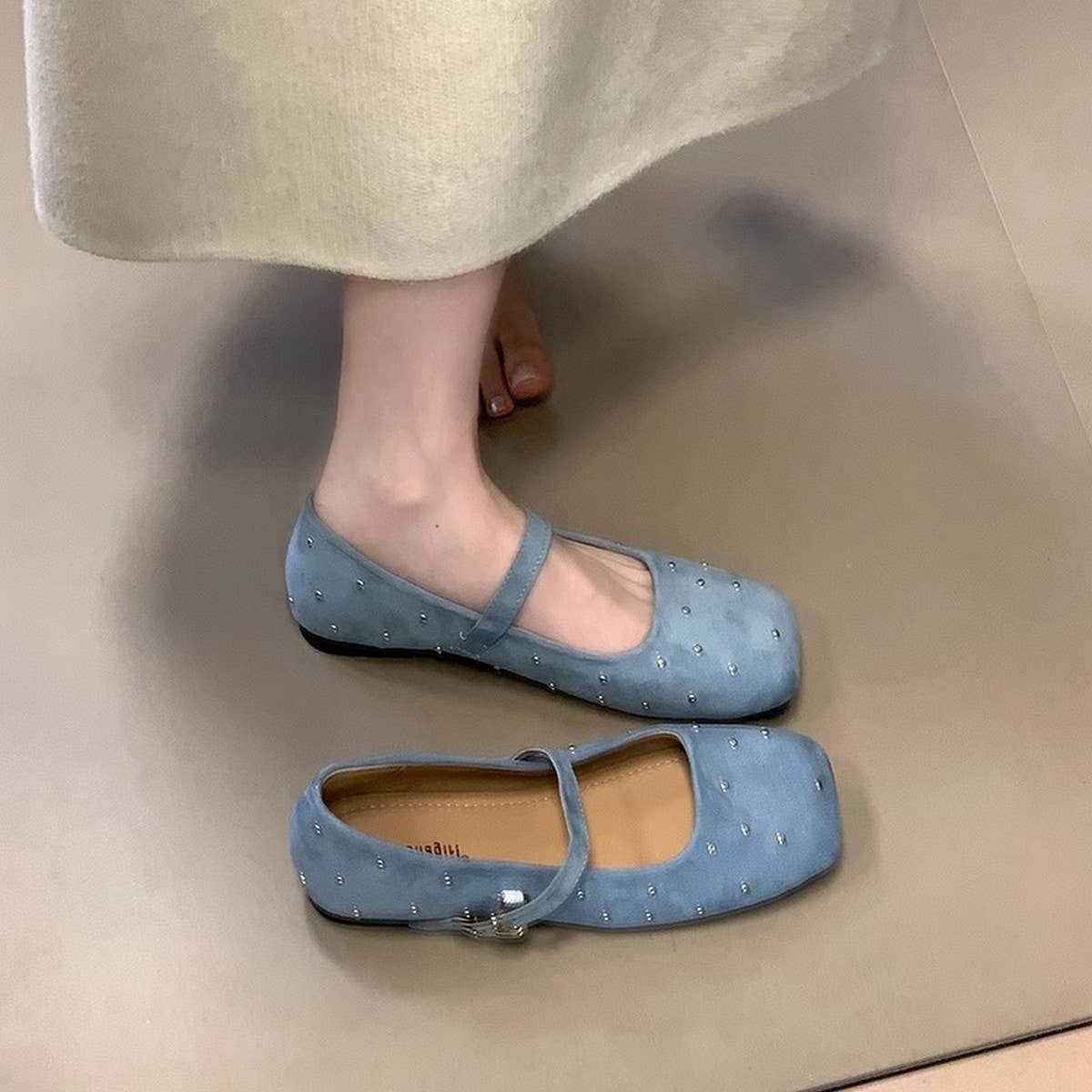 Starry Flat Mary Janes with Square Toe_CWSHF0109